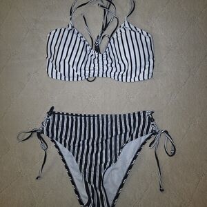 Cupshe Striped Black and White Bikini Set